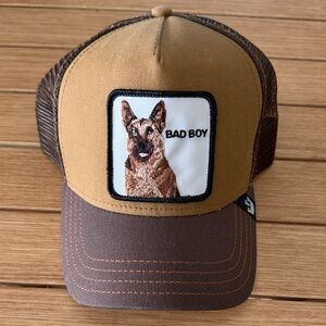 Goorin Bros Brown and Tan 'Bad Boy' Dog Patch Trucker Hat